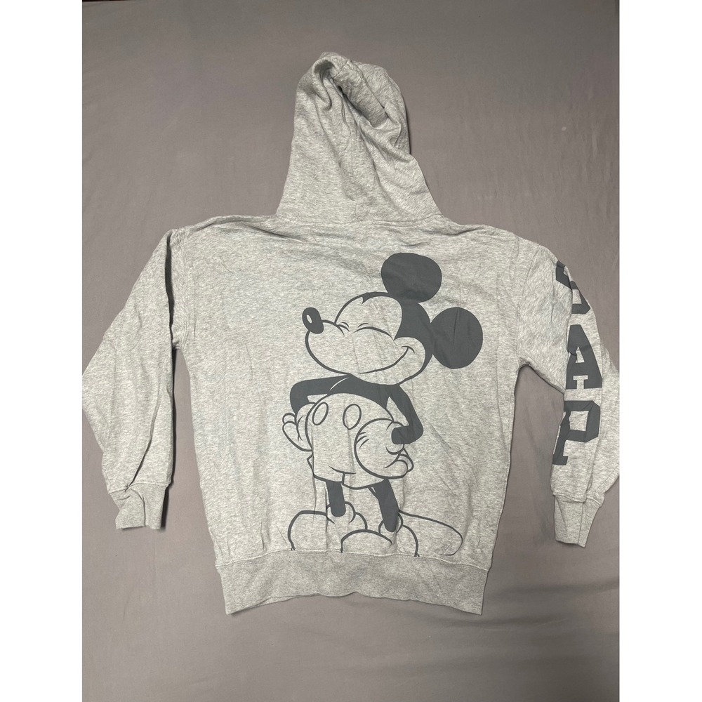 Gap Kids Disney Mickey Mouse Hoodie Gray Sweatshirt XL 12-13 Sleeve Logo - Picture 8 of 8